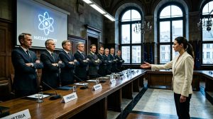 Frau präsentiert Kernenergie-Initiative vor internationalen Delegierten